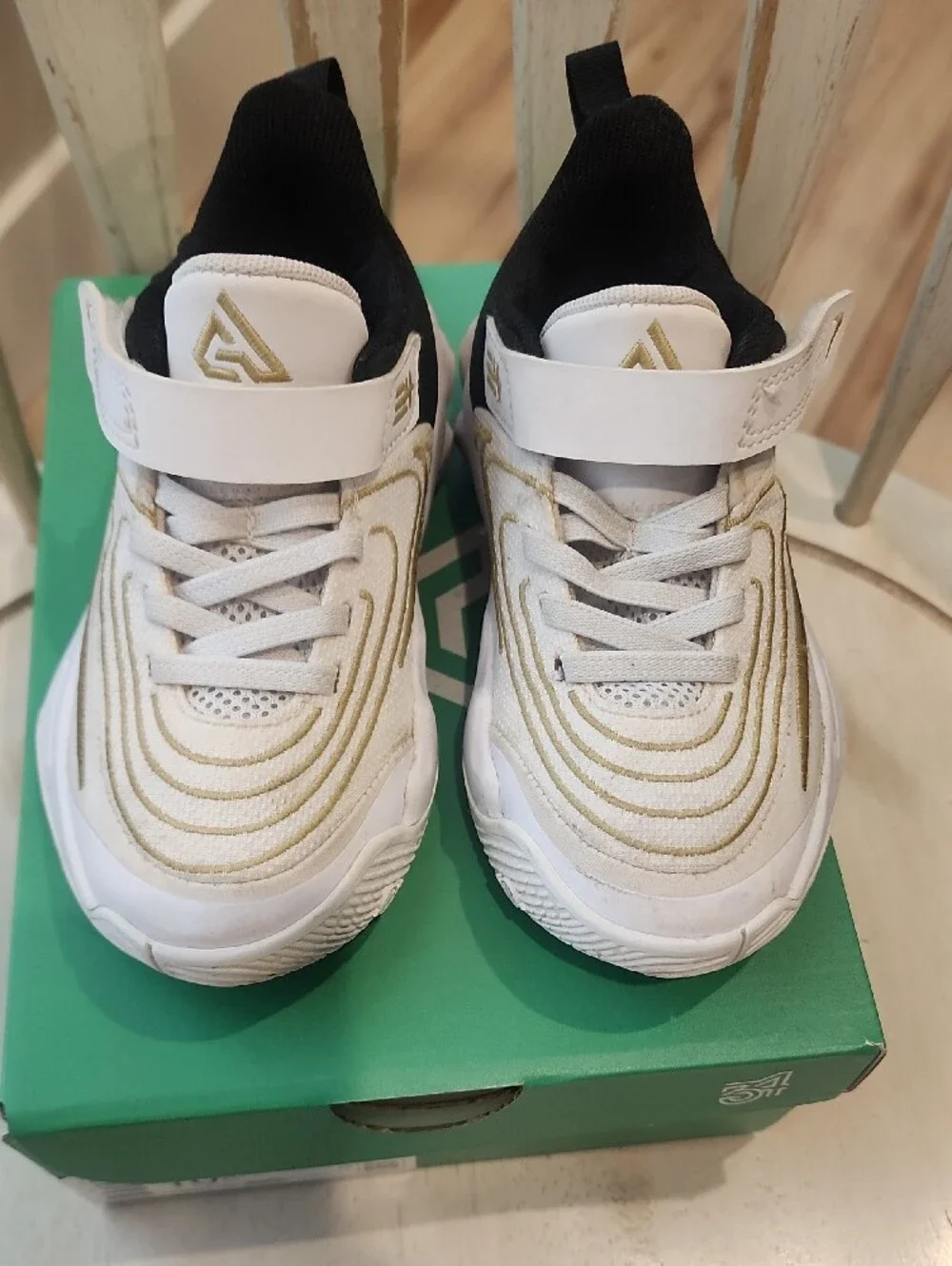 Nike Giannis Antetokounmpo Kids' White and Gold Athletic Shoes